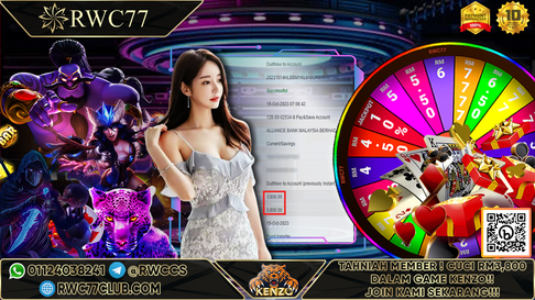 恭喜RWC77会员在 KENZO洗大钱 RM3,800.00快来试试运气!!!