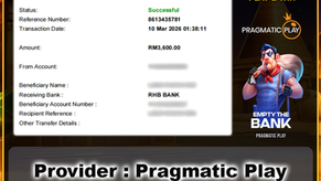 MU33 Big Win: RM3,600 on Empty The Bank Pragmatic Play