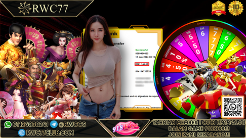 恭喜!! RWC77 会员在 918KISS获得 RM1,146 大现金！！！加入我们，成为下一个赢家!!!