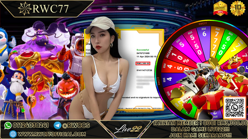 Congratulation ! RWC77 Member BIG CASHOUT RM3,300 at LIVE22!!! Join Us To Be The Next WINNER!!!!!
