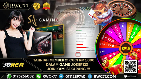 Tahniah member cuci RM3,000 dalam JOKER123!! Join Kami Sekarang!!! Menang Bermula Sekarang!!!!