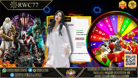 Congratulation ! RWC77 Member BIG CASHOUT Rm5,200 at 888KING !!! Join Us To Be The Next WINNER!!!!!