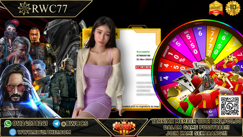 Congratulation ! RWC77 Member BIG CASHOUT RM2,900 at PUSSY888!! Join Us To Be The Next WINNER!!!!!