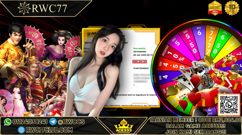 Congratulation ! RWC77 Member BIG CASHOUT  RM2,884 at ACE333  !!! Join Us To Be The Next WINNER!!!