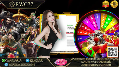 Tahniah ! RWC77 Member dapat Cuci Besar RM4,200.00 Dalam Game 918Kiss!! Cepat Datang Register Sekarang!!!!!