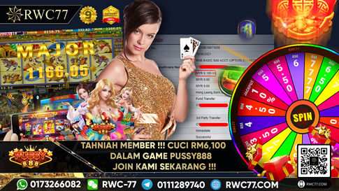 Congratulation ! RWC77 Member BIG CASHOUT RM6,100 at PUSSY888!!! Good Luck !
