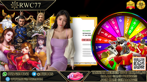 Congratulation ! RWC77 Member BIG CASHOUT RM7,668.00 at 918KISS !! Join Us To Be The Next WINNER!!!!!