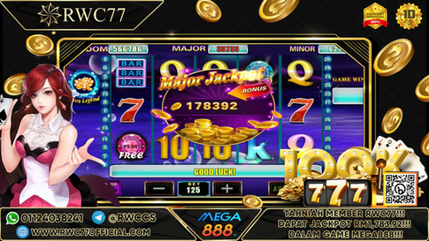 Tahniah ! Member Rwc77 mendapat  Random JACKPOT dalam Game MEGA888! Nasib Baik!