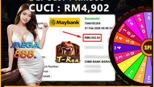 RWC77 Mega888 T-Rex slot win RM4902 Malaysia online casino withdrawal proof