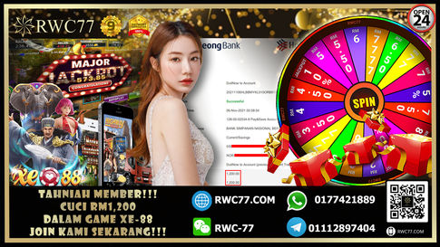 恭喜RWC77 的成员在XE-88洗大钱RM1,200！ 旺呀！！快来成为下一个幸运者！玩得安心！ 赢得开心！