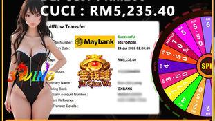 RWC77 Jin Qian Wa slot win RM5235.40 after RM200 deposit with successful Maybank DuitNow Transfer to GXBank Malaysia