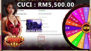 Congratulation ! RWC77 Member BIG CASHOUT RM5,500.00 at PUSSY888!! Join Us To Be The Next WINNER!!!!!