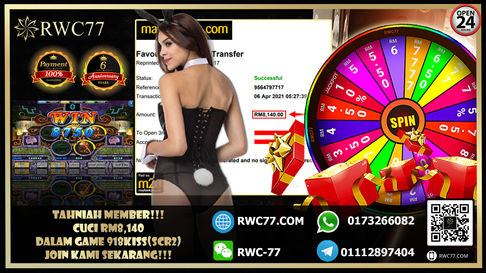 恭喜RWC77 的成员在918KISS(SCR2)洗大钱RM8,140! 旺呀！快来成为下一个幸运者！---- RWC77 HOTLINK -----           Website: Rwc77