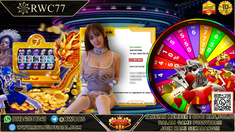 Congratulation ! RWC77 Member BIG CASHOUT  RM4,500 at PUSSY888 !!! Join Us To Be The Next WINNER!!!