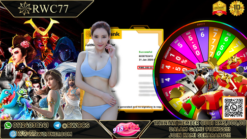 Congratulation ! RWC77 Member BIG CASHOUT RM5,000.00 at 918KISS!! Join Us To Be The Next WINNER!!!!!