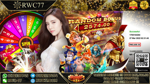 Tahniah ! Member Rwc77 cuci besar RM2,688.30 dalam Game PUSSY888! NASIB BAIK!