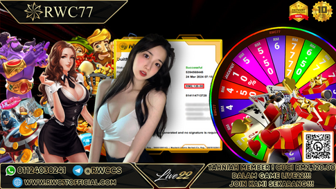 Tahniah! Ahli RWC77 Cuci BESAR RM2,120 di LIVE22 ! Sertai Kami Untuk Menjadi PEMENANG Seterusnya!