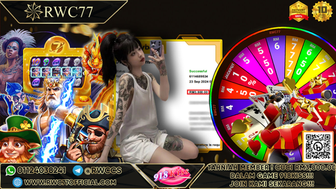 Congratulation ! RWC77 Member BIG CASHOUT RM3,800 918KISS! Join Us To Be The Next WINNER!!!!!