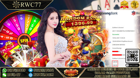 Tahniah ! Member Rwc77 cuci besar RM1,500 dalam Game PUSSY888! NASIB BAIK!