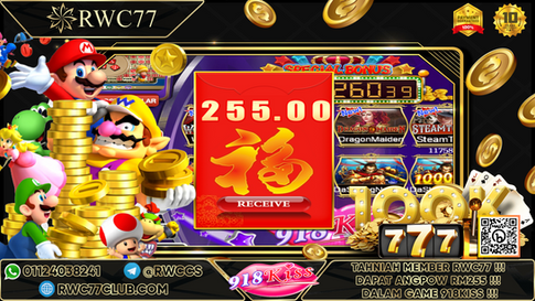 Congratulation ! RWC77 Member Get  ANGPOW in 918KISS ! Good Luck !