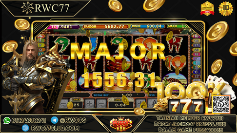 Congratulation ! RWC77 Member Get RM1556.31 Random Jackpot in PUSSY888 ! Good Luck !