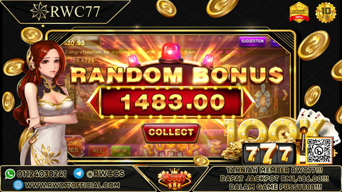 恭喜RWC77 的成员在PUSSY888 赢得了累积奖池 的奖金！旺呀！！快来成为下一个幸运者！