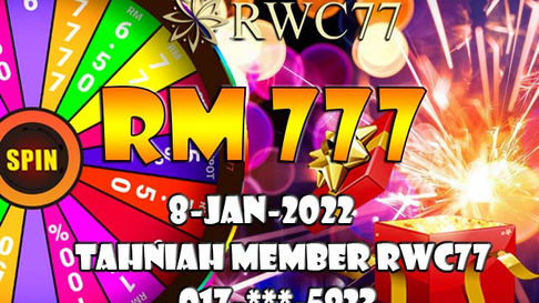 Congratulation! RWC77 Member get BIG JACKPOT RM 777at FREE SPIN!!! Join Us Now!!!!!