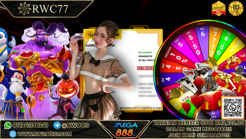 Congratulation ! RWC77 Member BIG CASHOUT RM2,120 at MEGA888!!! Join Us To Be The Next WINNER!!!!!