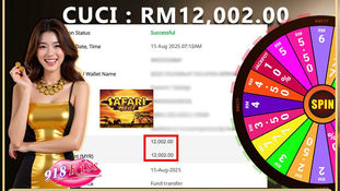Tahniah ! RWC77 Member dapat Cuci Besar RM12,002.00 Dalam Game 918kiss!! Cepat Datang Register Sekarang!!!!!