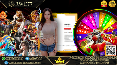 Congratulation ! RWC77 Member BIG CASHOUT RM5,000.00 at ACE333!!! Join Us To Be The Next WINNER!!!!!