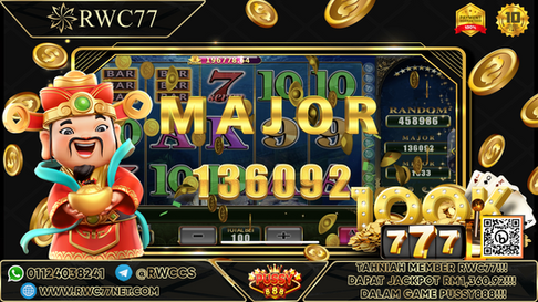 Tahniah ! Member Rwc77 mendapat  MAJOR JACKPOT dalam Game PUSSY888! Nasib Baik!