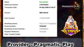MU33 player successfully withdraws RM7,940 after winning on Gates of Olympus™ Pragmatic Play slot game in Malaysia.
