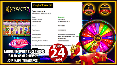🎉🎉TAHNIAH MEMBER RWC77 CUCI RM1600 Dalam 918kiss🎉🎉