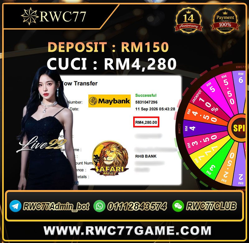 RM150 Deposit Wins RM4,280 on Safari Heat | RWC77 Malaysia
