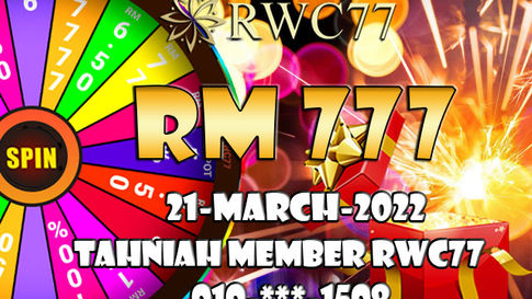 Congratulation! RWC77 Member get BIG JACKPOT RM 777at FREE SPIN!!! Join Us Now!!!!!