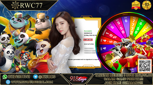 Congratulation ! RWC77 Member BIG CASHOUT RM1,951.00 at 918KISS!!! Join Us To Be The Next WINNER!!!!!