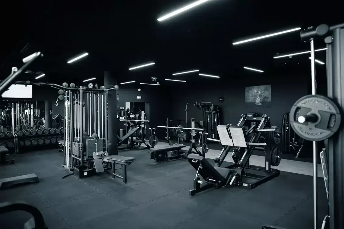 Photo de la zone de musculation dans la salle de sport Gigafit. 