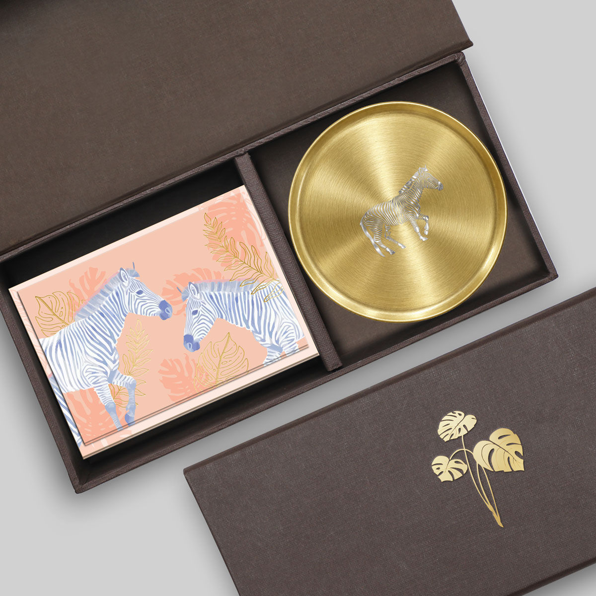 Zebra-Peach/Green Coaster Box