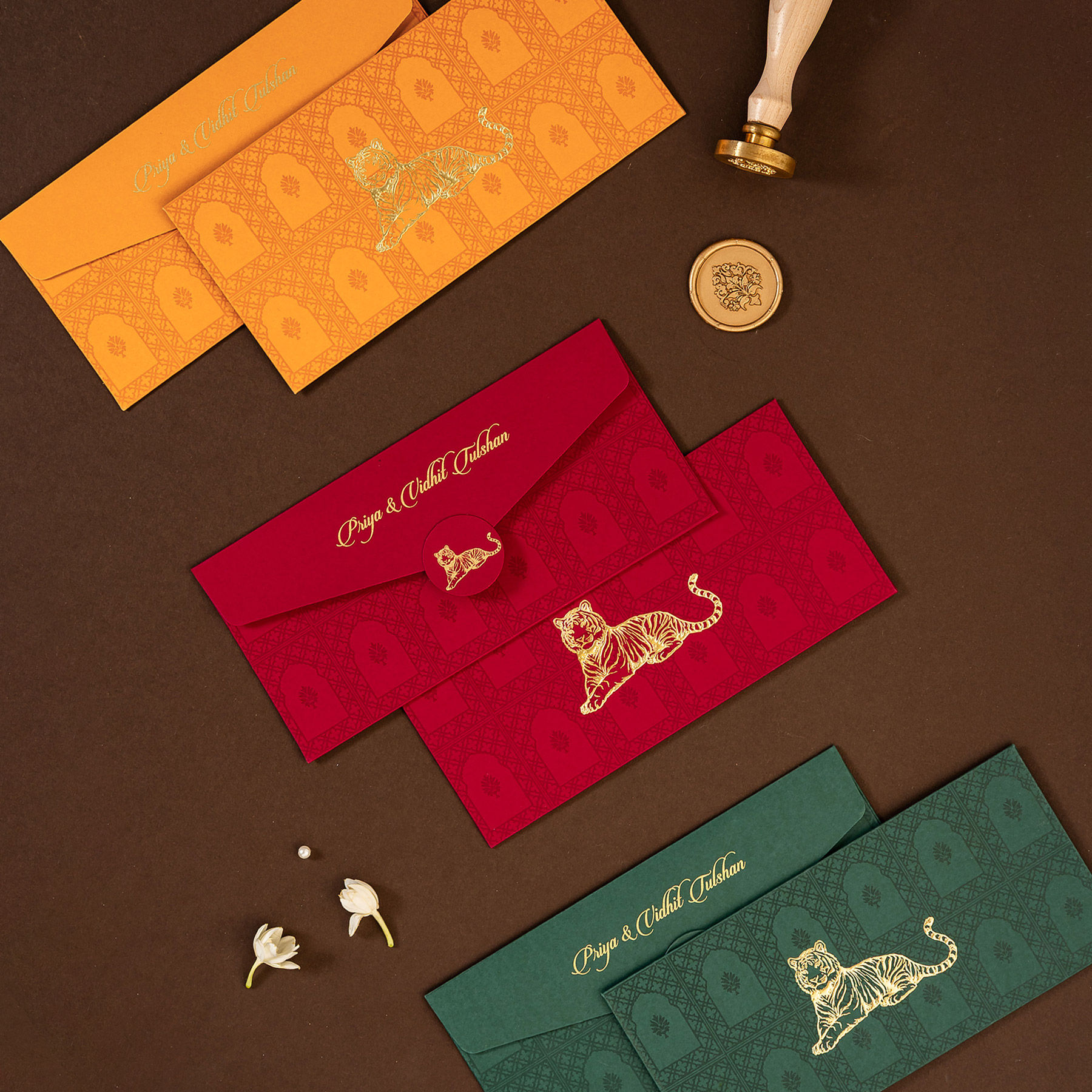 Bagh - Green/Crimson/Amber Money Envelopes (Set of 20)