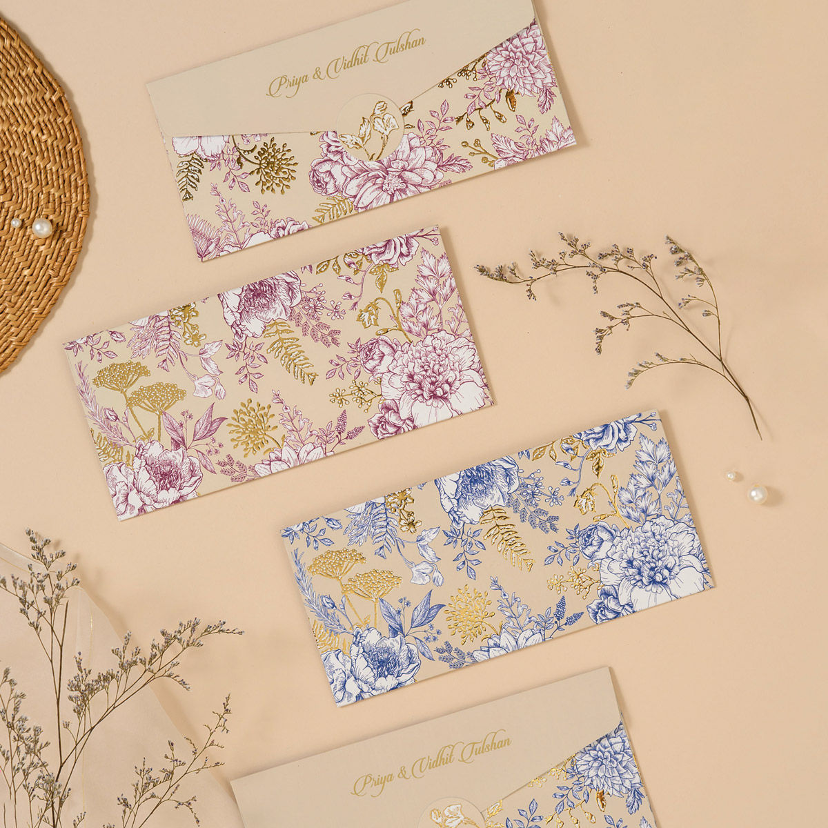 Eveline - Navy /Maroon Money Envelopes (Set of 20)