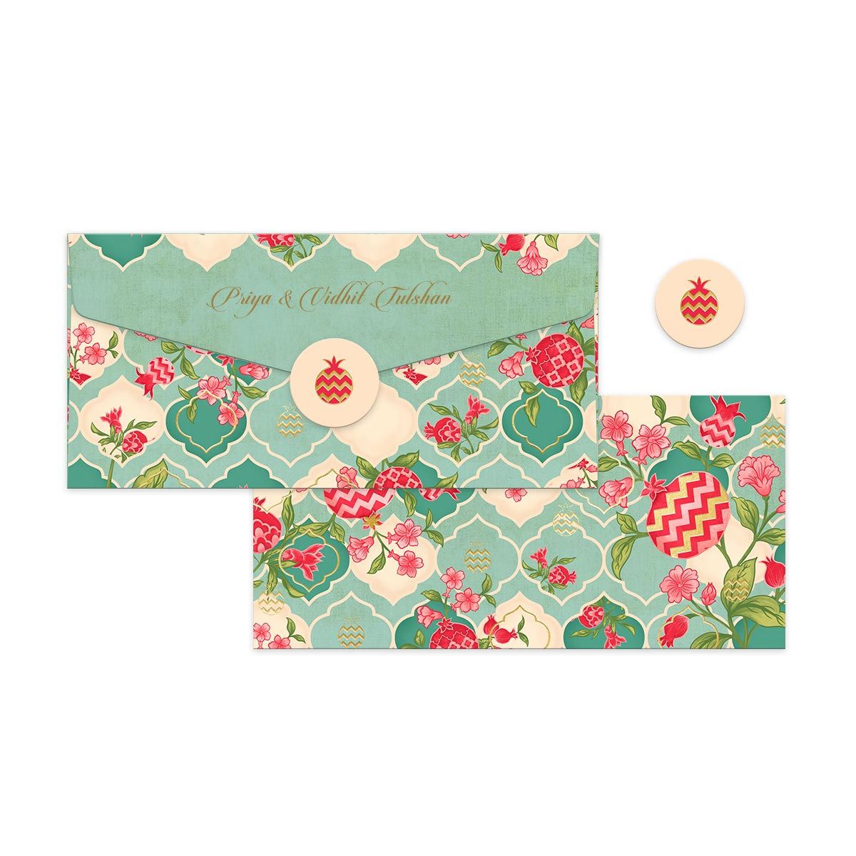 Anaar-Amber Anaar-Turquoise Money Envelopes (Set of 20)