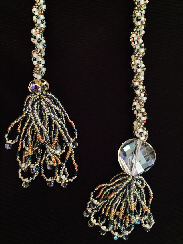 Hand-Beaded Swarovski Necklace blue