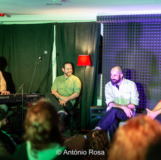 improvisadores no espectáculo Bacalobaco, mário abel, joão cruz e andré sobral