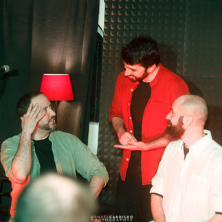 improvisadores no espectáculo Bacalobaco, mário abel, joão cruz e andré sobral