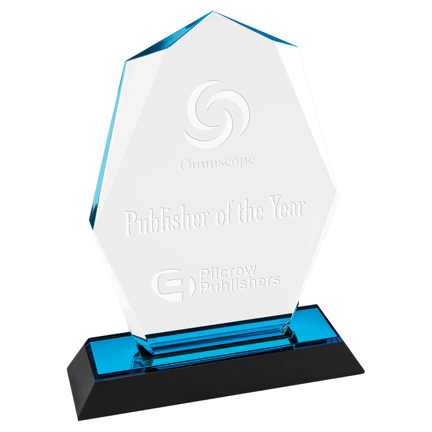 Blue Octagon Point Impress Acrylic, Black Base with Blue Top