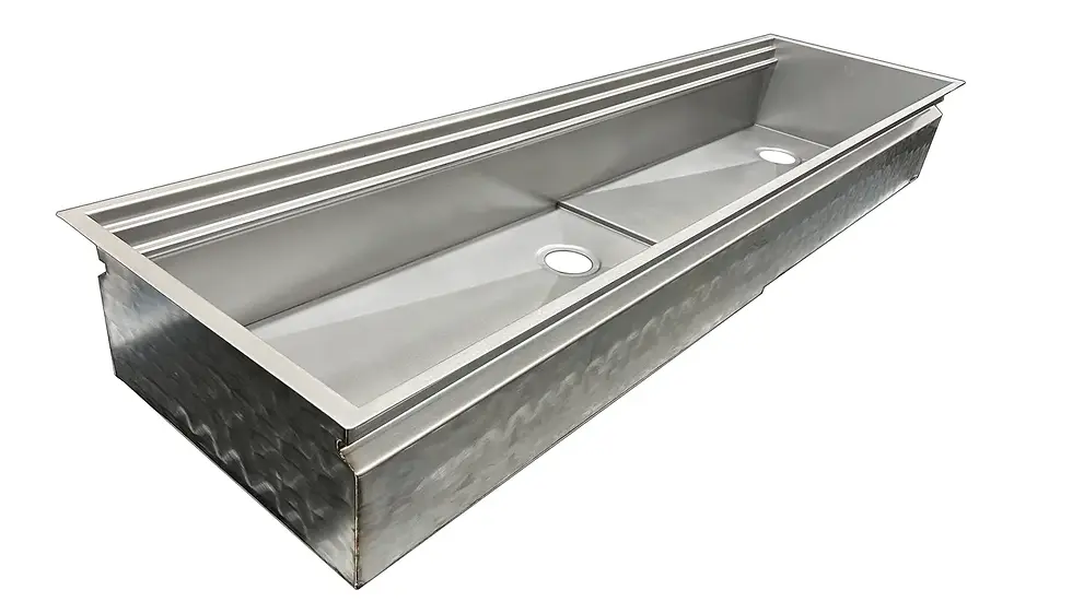  60 inch dual tier, dual drain, single bowl 316L stainless steel undermount sink