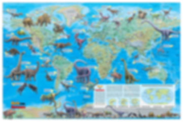 World of the Dinosaurs Wall Map Poster