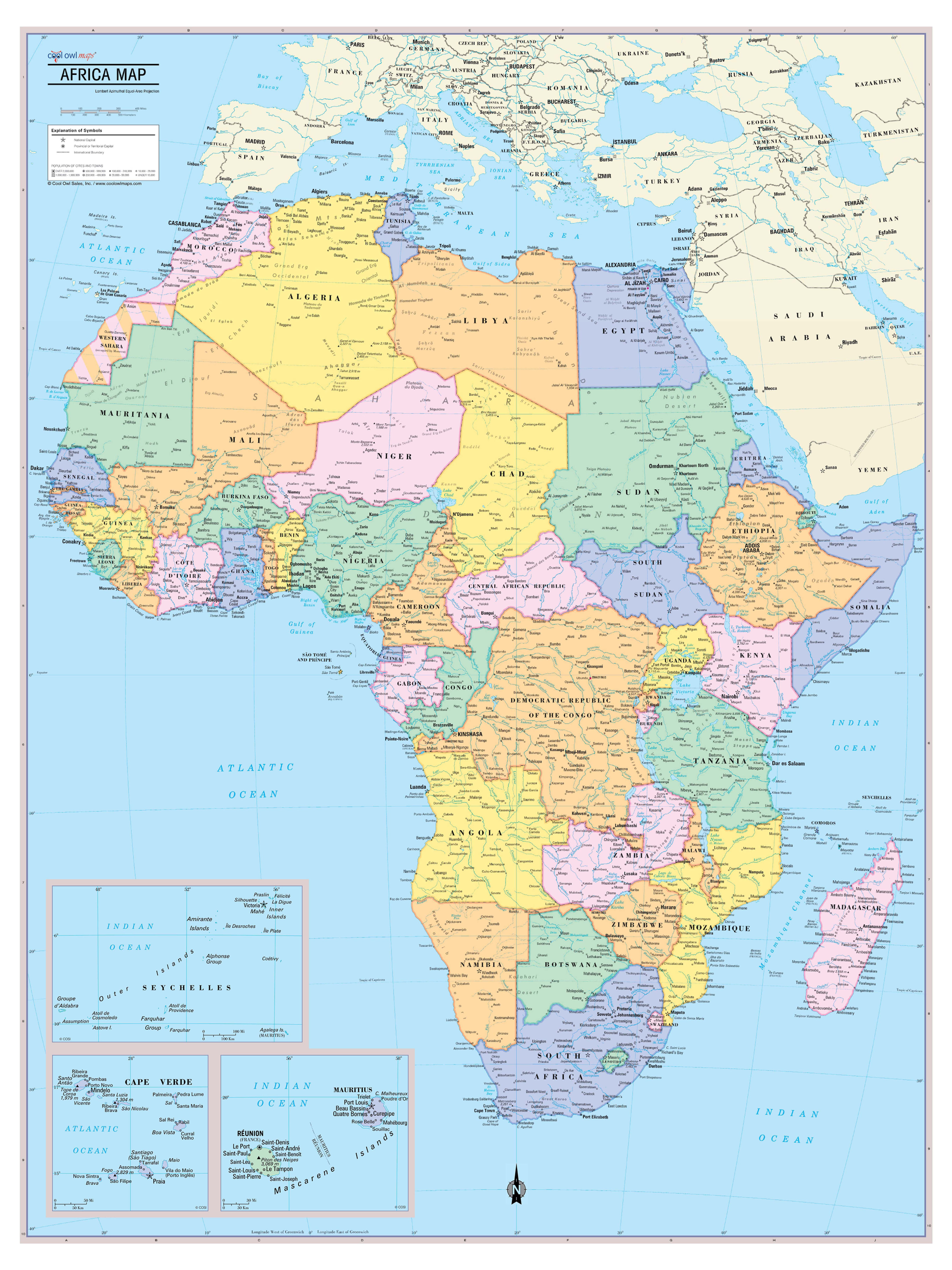 Africa Continent Map Wall Poster