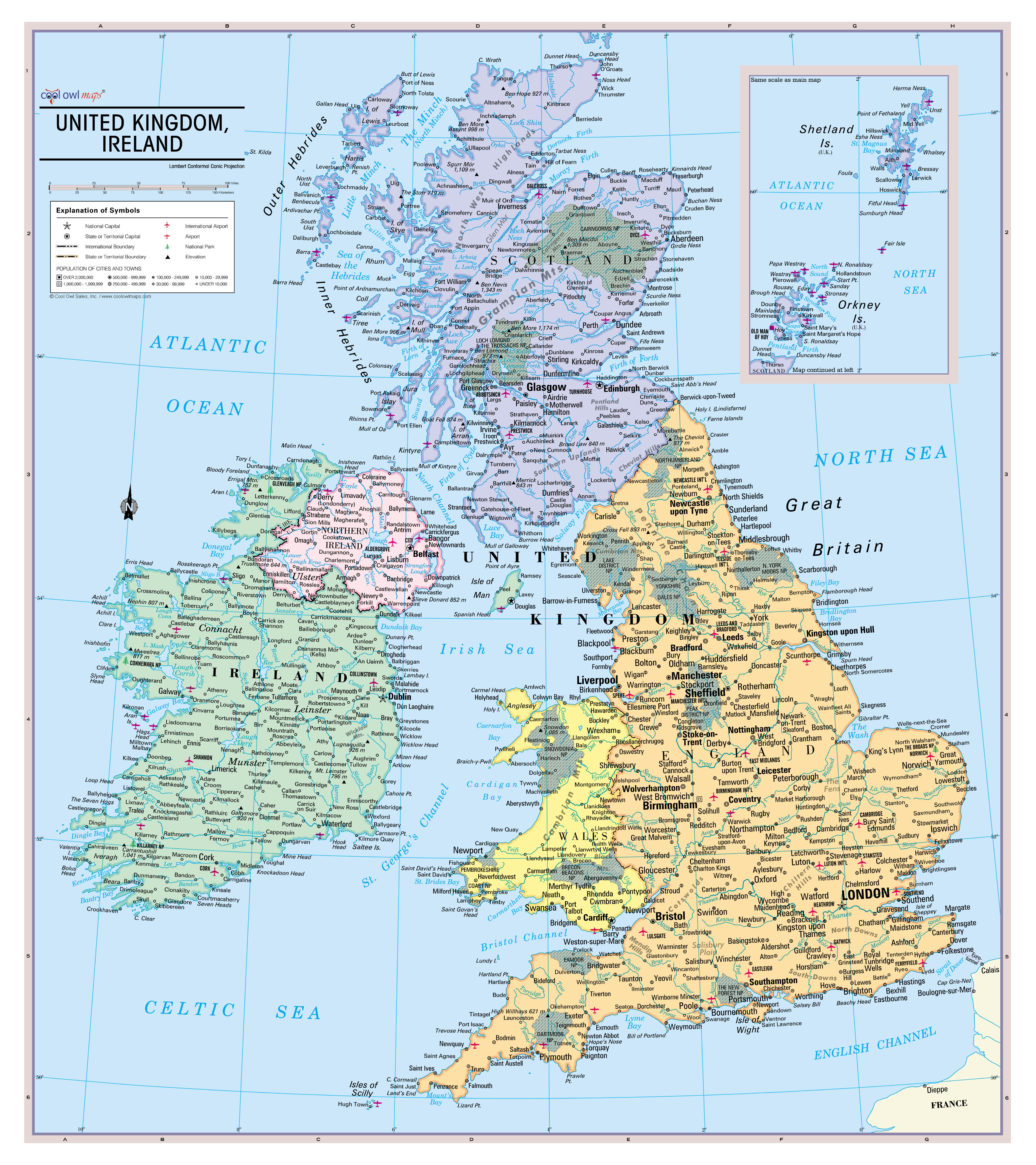 United Kingdom and Ireland Wall Map