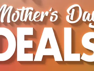 Wireless store Mother’s Day campaign display featuring phone gift bundles, gift cards, and a setup help offer at the counter